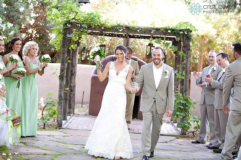 A rustic wedding arch at a farm wedding in Phoenix, AZ