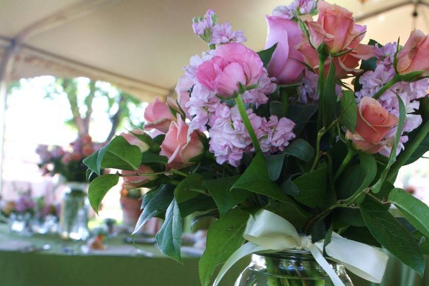 A shabby chic centerpiece in a mason jar in Phoenix, AZ