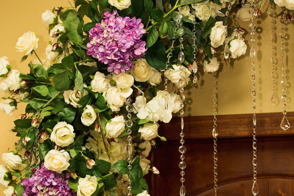Purple and white bridal bouquets