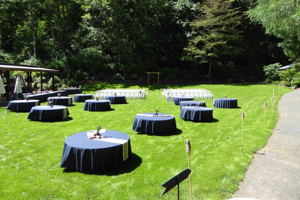 Lakeside lawn ceremony and reception area