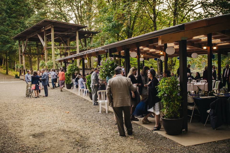 Lakeside waterfall ceremony area