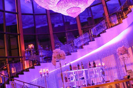 Uplight-decorated staircase