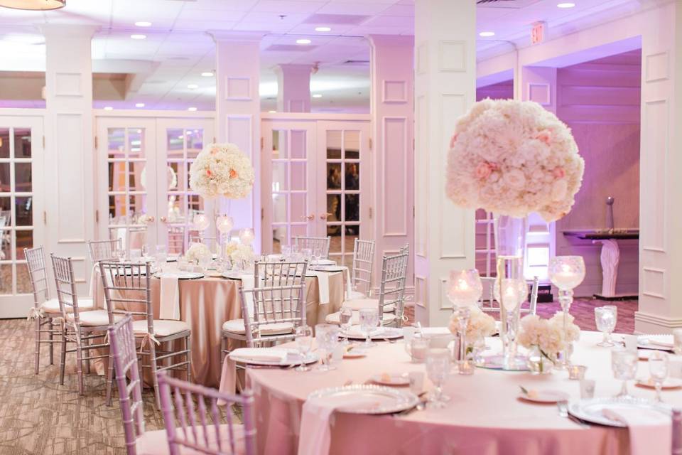 Table setup with floral centerpiece
