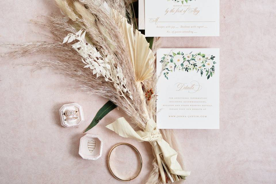White Floral & Greenery Invite