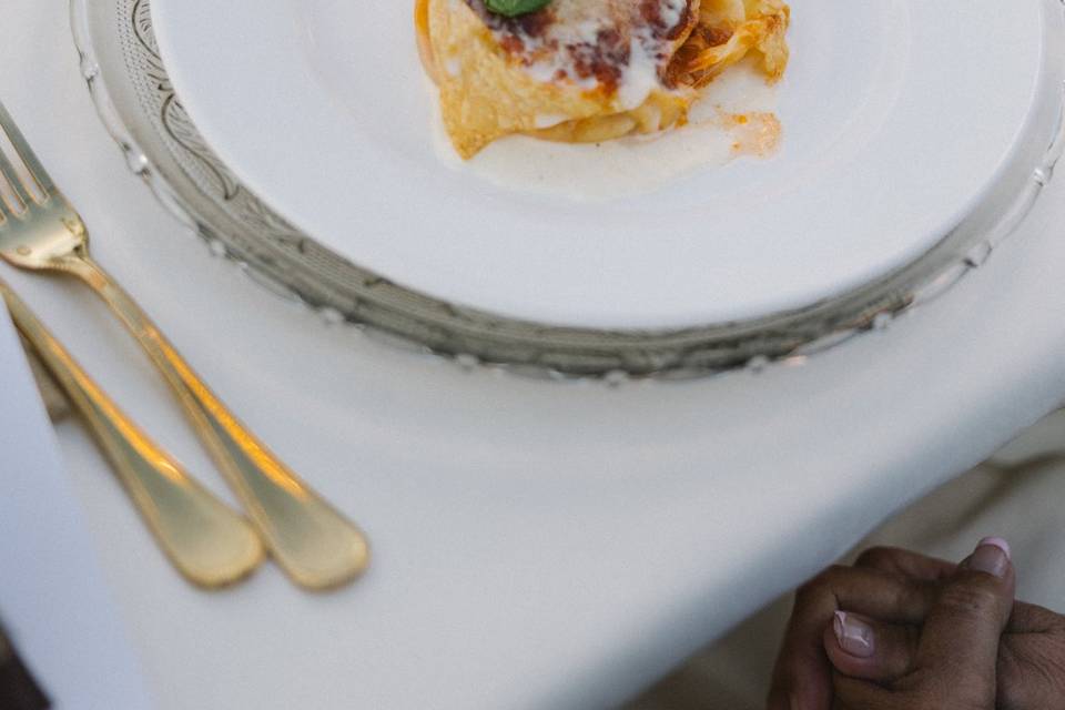 The meal, lasagna