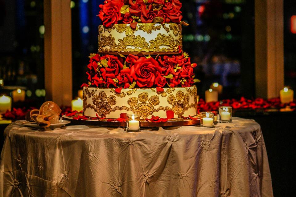 Multiple layered wedding cake