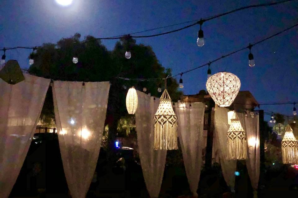 Moon and lanterns