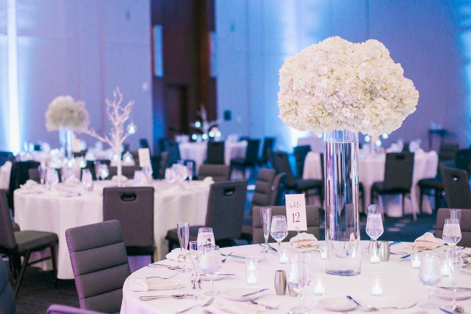 Table setup with centerpiece