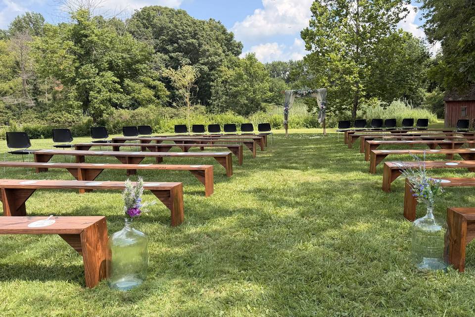 Wood benches