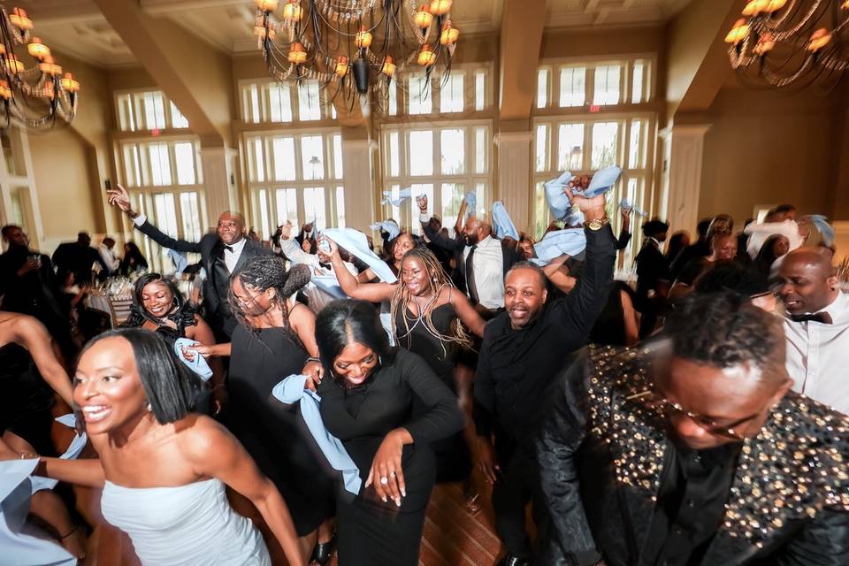Dance floor is lit