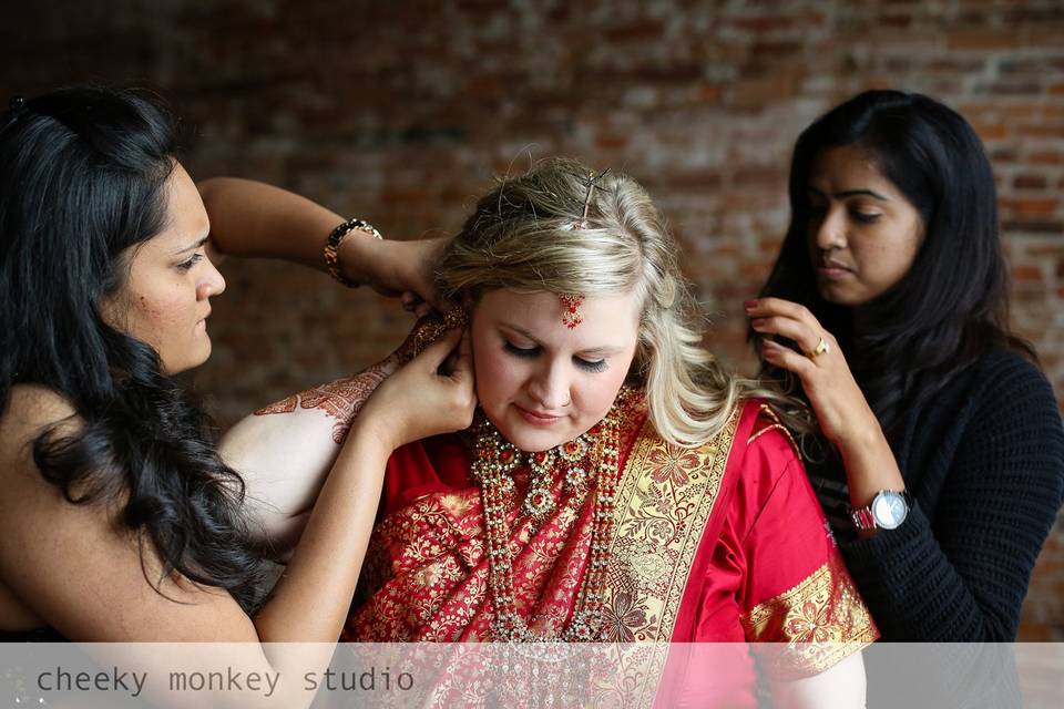 Getting the bride ready