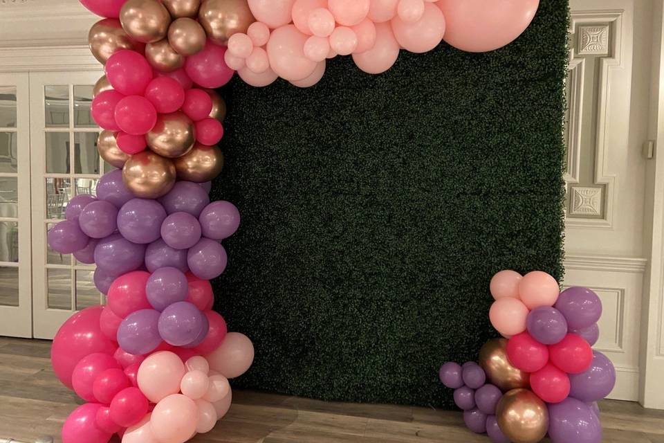 Green Hedge wall with Balloons