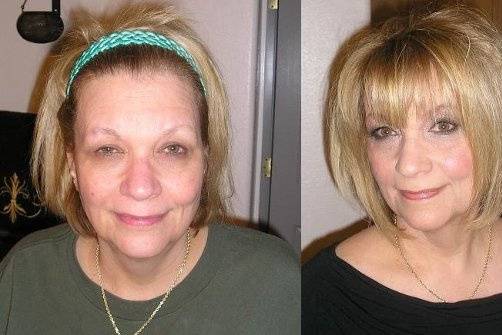 Before and after (hair and make-up by Becki)