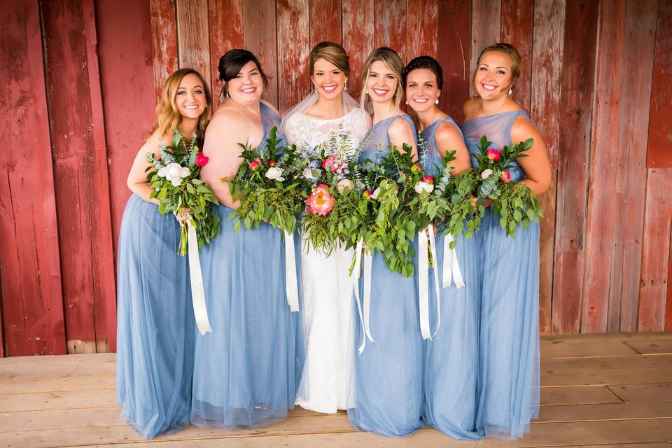 Blue wedding - boho bouquets