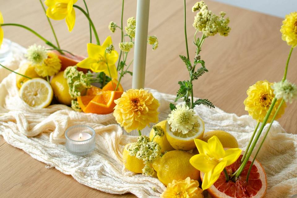 Floral and fruit centerpiece