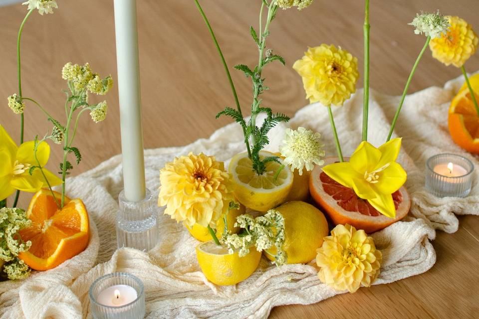 Floral and fruit centerpiece