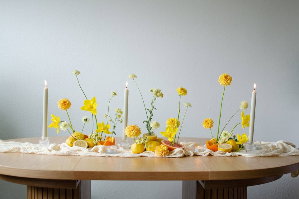 Floral and fruit centerpiece