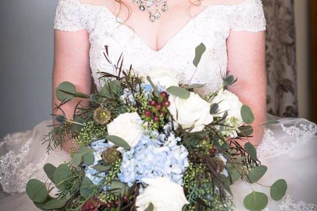 Bride and bouquet