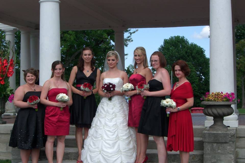 The bride with her bridesmaids