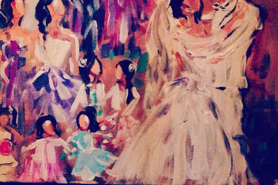 Detail of a wedding painting from the royal oak golf club