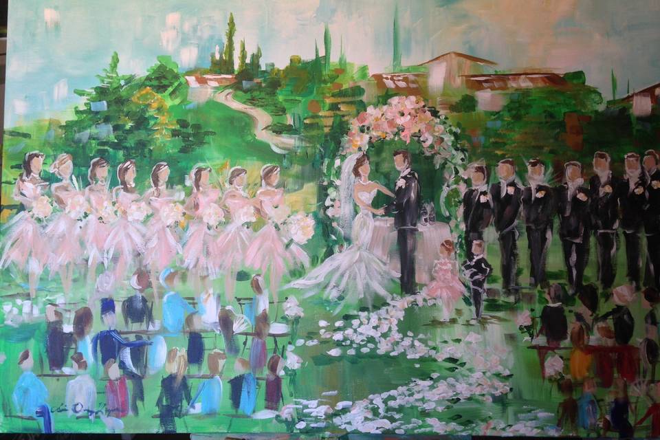 Live painting of the ceremony at beautiful club santaluz.