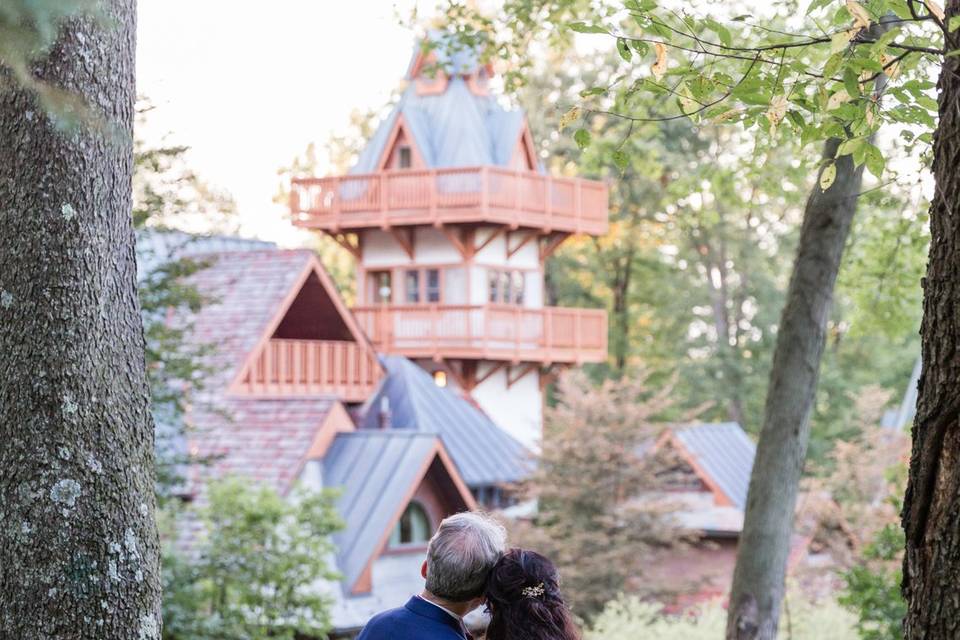 Couple in front of castle