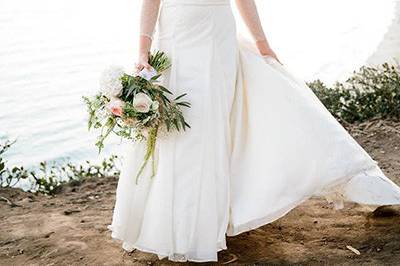 Tulle & lace, illusion long sleeves, longer train, custom gown by Betsy Couture