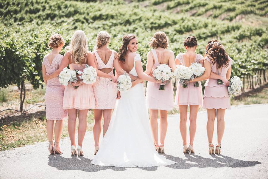 The bride with bridesmaids