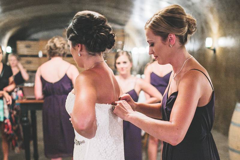 The bride getting ready