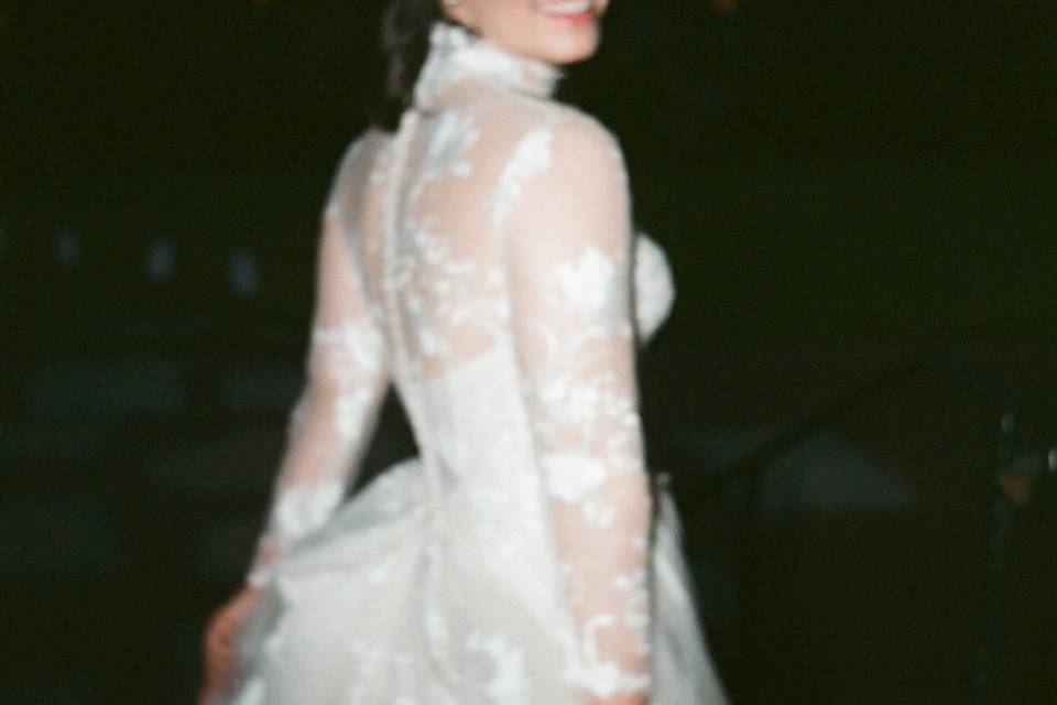 Bride at night on film