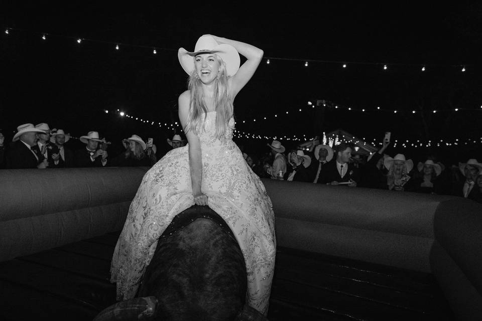 Bride on mechanical bull