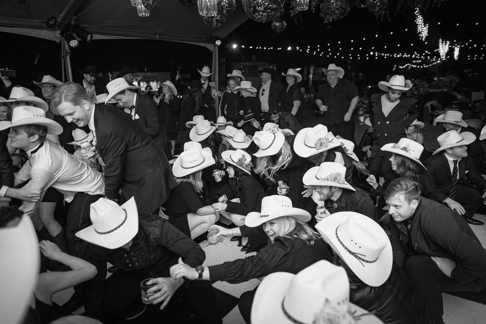 Cowboy hats on dance floor