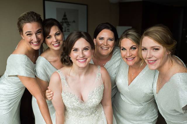 Bride and her bridesmaids