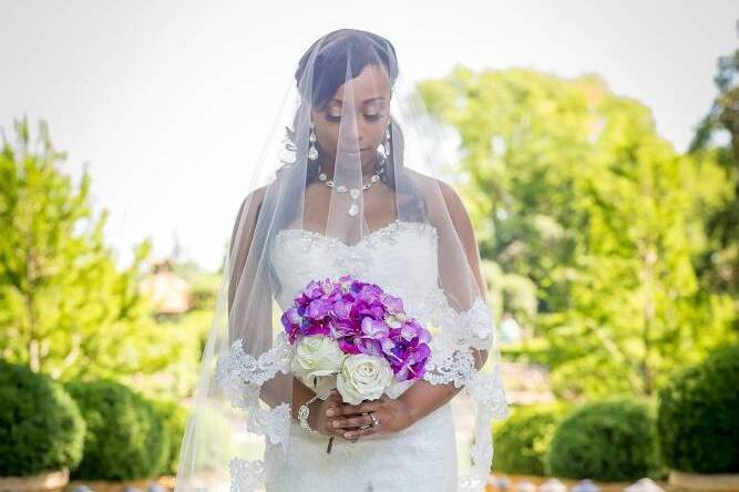 Ruffled wedding gown