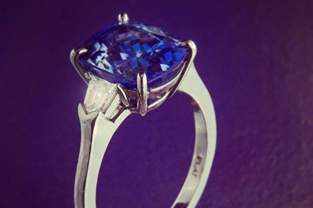 Sapphire three stone engagement ring