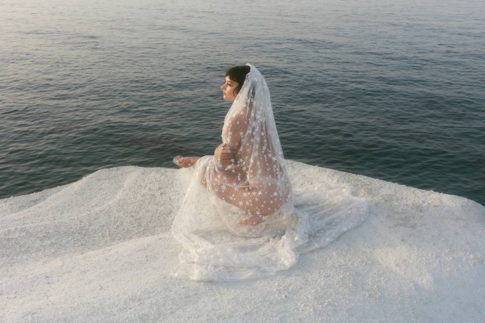 Greece bridal veil editorial