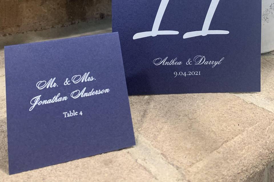 Table Numbers & Seating Cards