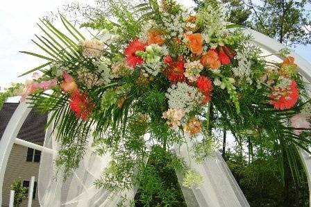 Decorated wedding arbor