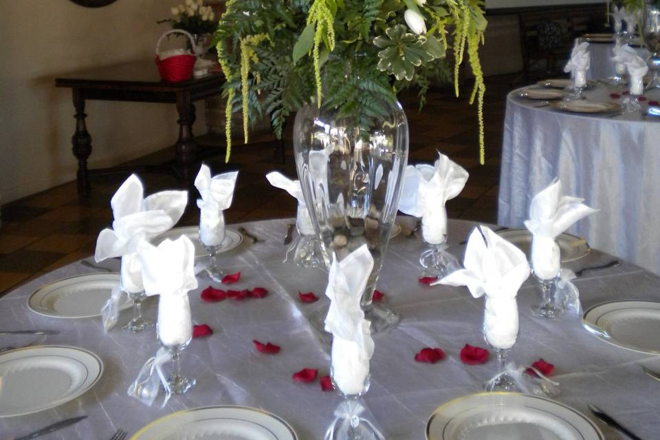 Table setup with centerpiece