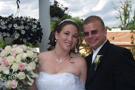 Happy couple Mr. and Mrs. David Zeak pose for a shot.