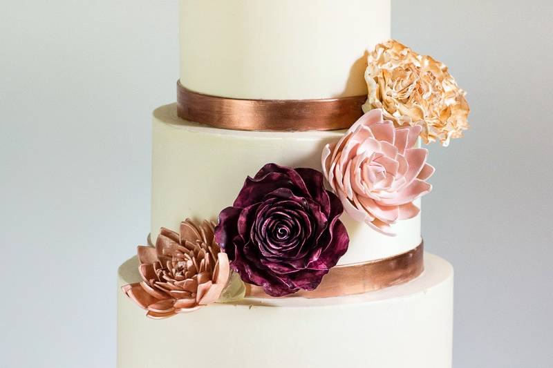 Rose gold tiered cake