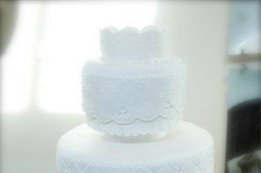 Fabric inspired wedding cake.