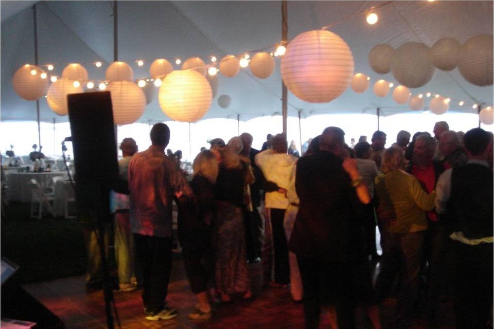 Lanterns decorating the tent