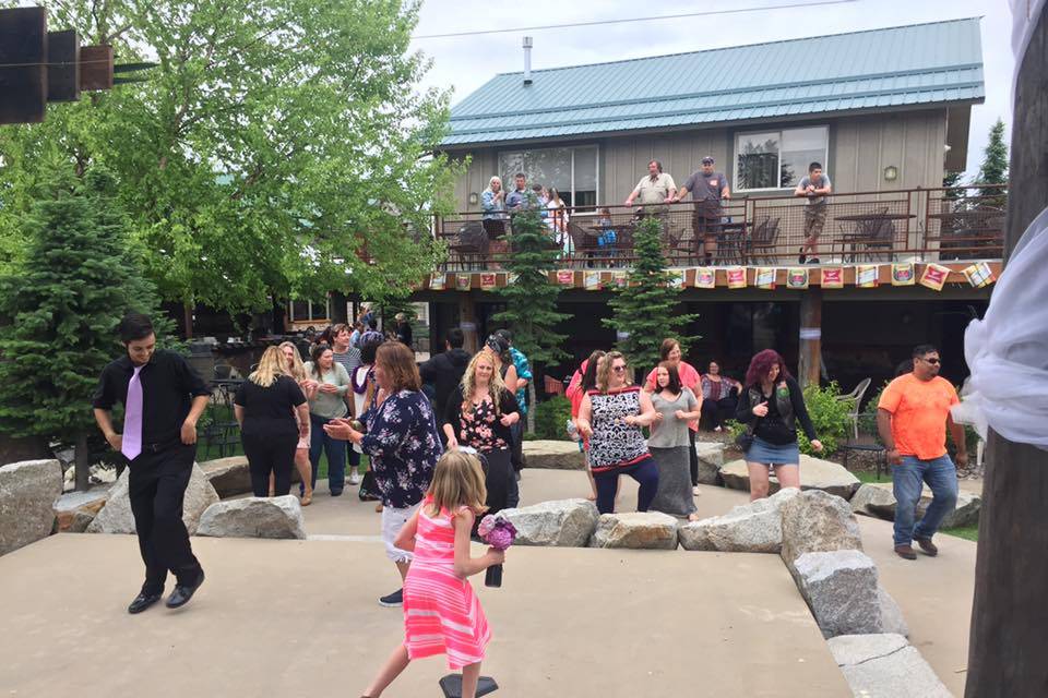 Guests partying at the backyard