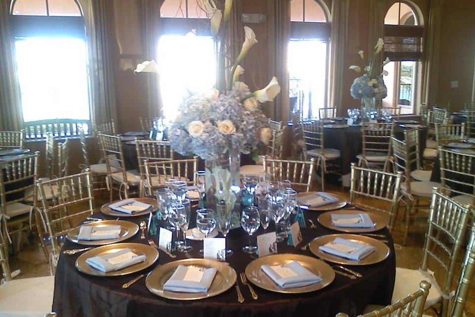 Gold and black tables