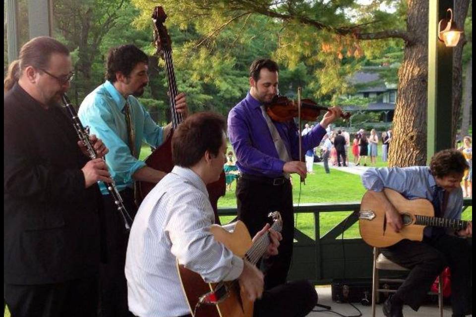 Performing with gypsy jazz quintet