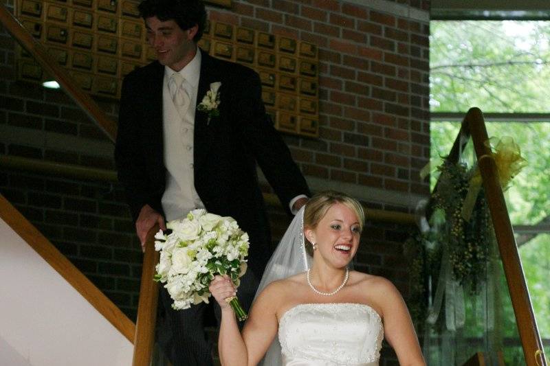 Holding the bouquet