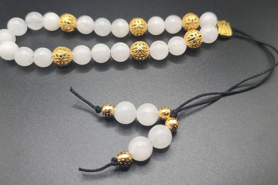 Snow Quartz and Gold Filigree
