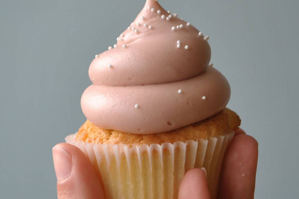 A pink wedding cupcake