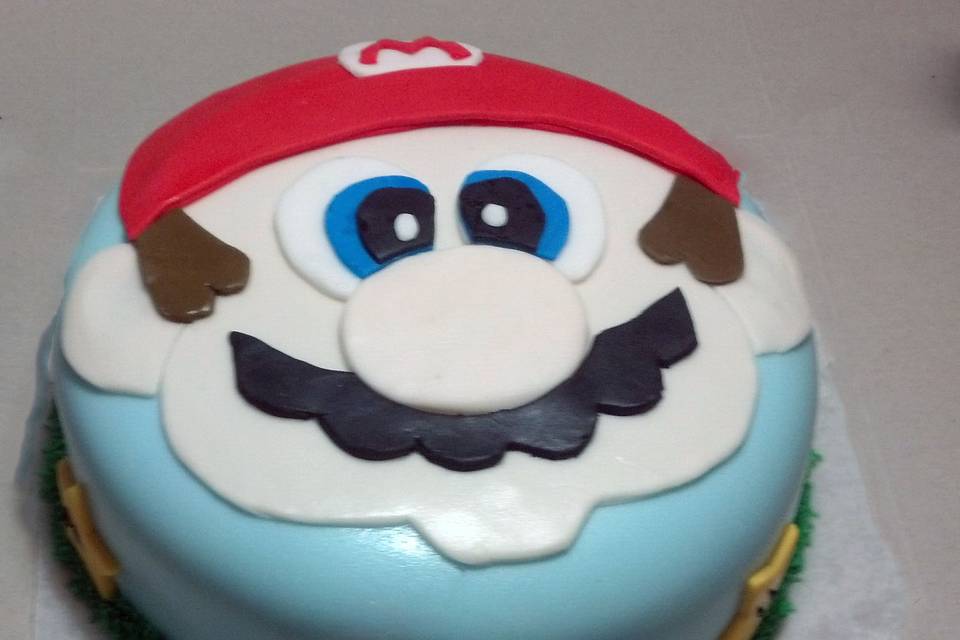 Mario Birthday Cake - Chocolate Cake with Vanilla Buttercream covered with Fondant